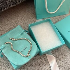Tiffany & Co. Silver Beaded Heart Bracelet